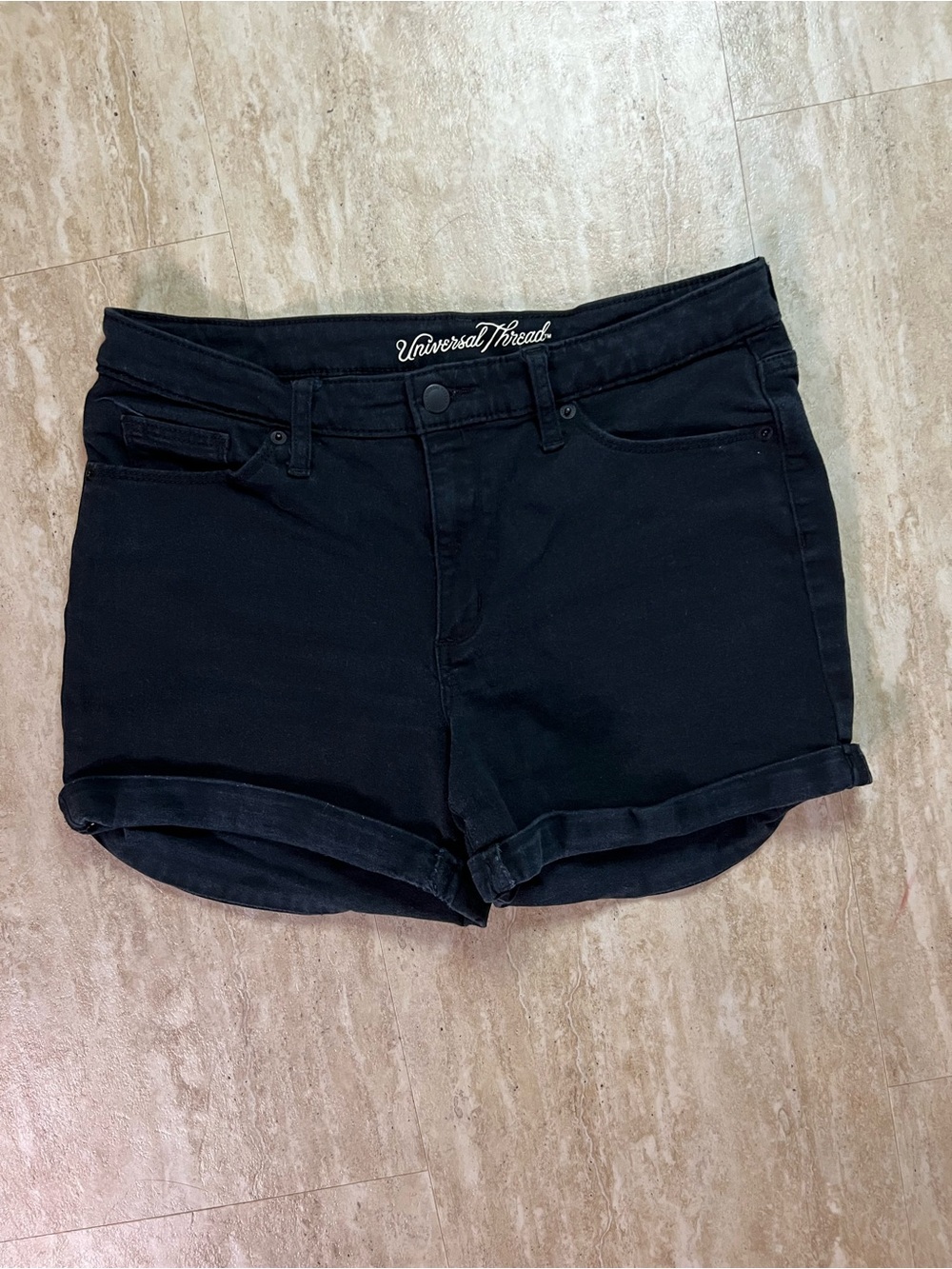 Universal Thread Black Rolled-Hem Denim Shorts High Rise Midi 10/30R